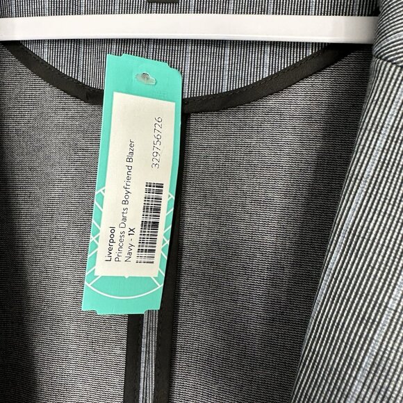 Liverpool Boyfriend Blazer Size 1X Princess Dart Navy Striped Open - Picture 4 of 11